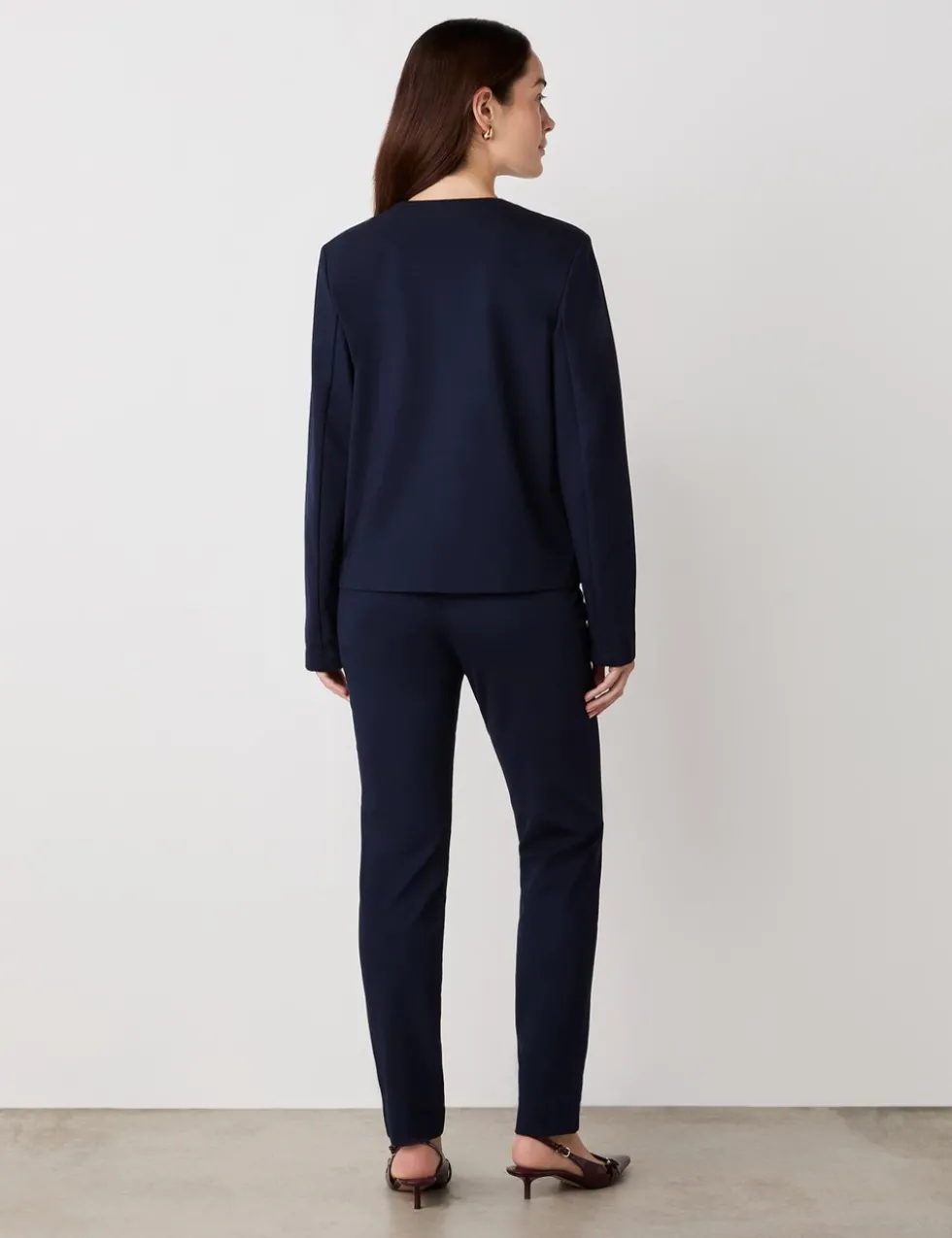 Ponte Jersey Collarless Short Jacket
