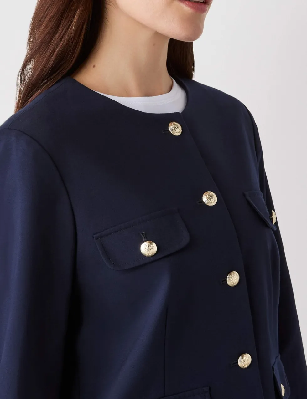Ponte Jersey Collarless Short Jacket