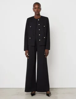 Ponte Jersey Collarless Short Jacket