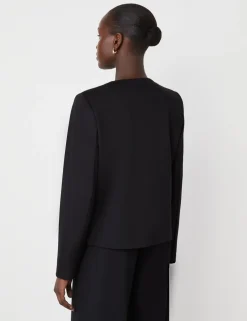 Ponte Jersey Collarless Short Jacket