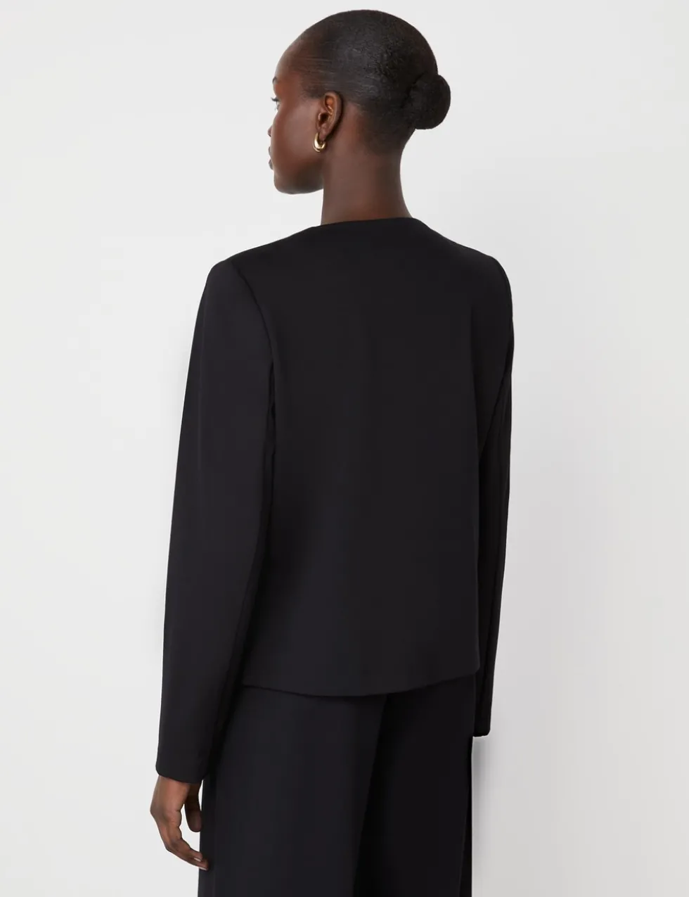 Ponte Jersey Collarless Short Jacket