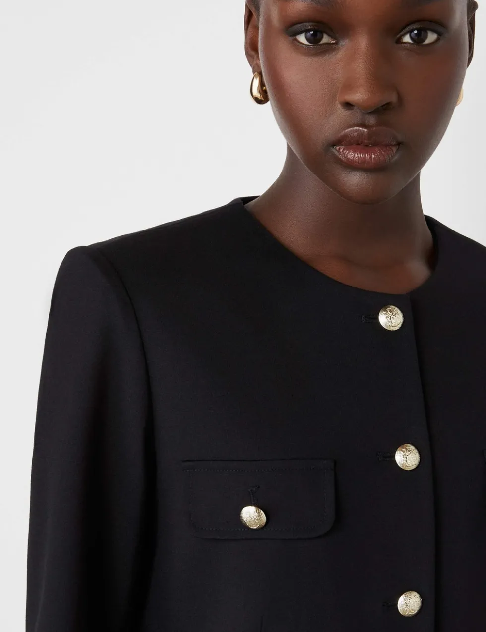 Ponte Jersey Collarless Short Jacket
