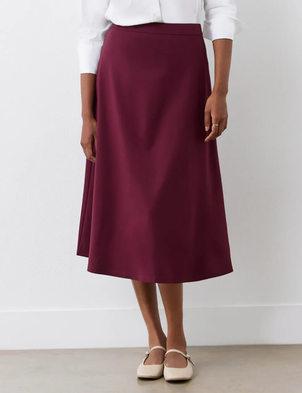 Ponte Jersey Midi A-Line Skirt