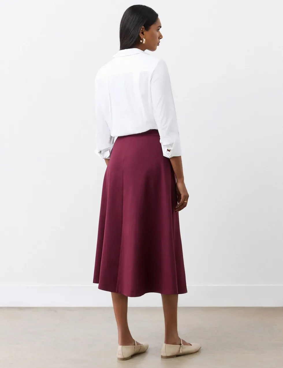 Ponte Jersey Midi A-Line Skirt