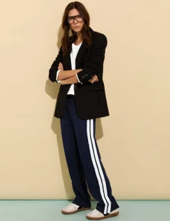 Ponte Side Stripe Wide Leg Trousers