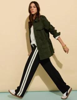 Ponte Side Stripe Wide Leg Trousers
