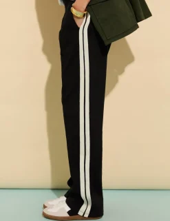 Ponte Side Stripe Wide Leg Trousers
