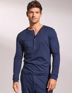 Premium Cotton Modal Long Sleeve Henley Pyjama Top