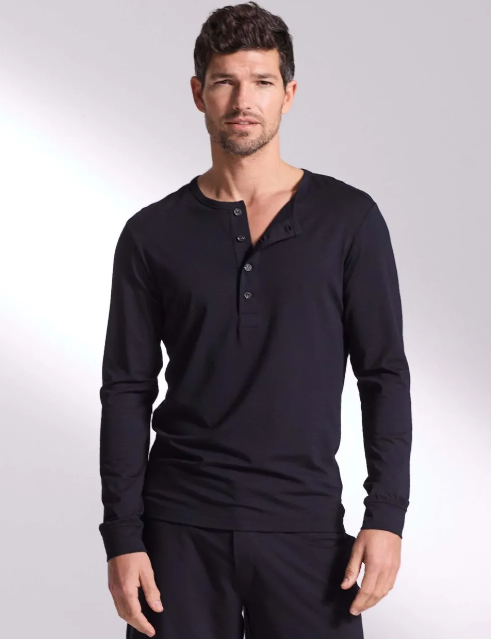 Premium Cotton Modal Long Sleeve Henley Pyjama Top