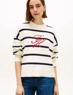 Premium Knit Striped Crew Neck Jumper