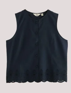 Preveli Pure Cotton Broderie Tie Back Blouse