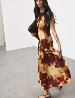 Printed Asymmetric Midaxi Dress