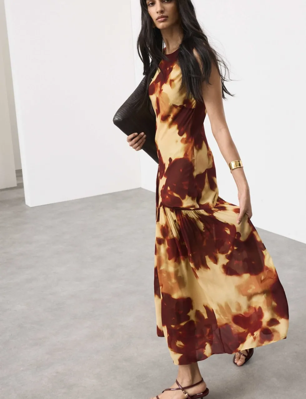 Printed Asymmetric Midaxi Dress