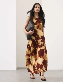 Printed Asymmetric Midaxi Dress