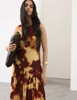 Printed Asymmetric Midaxi Dress
