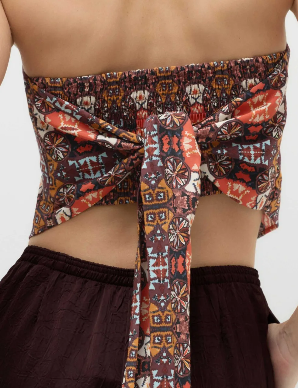 Printed Bandeau Scarf Top