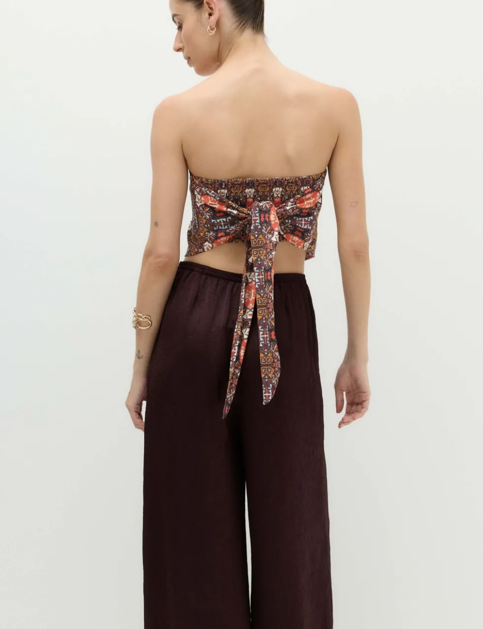 Printed Bandeau Scarf Top