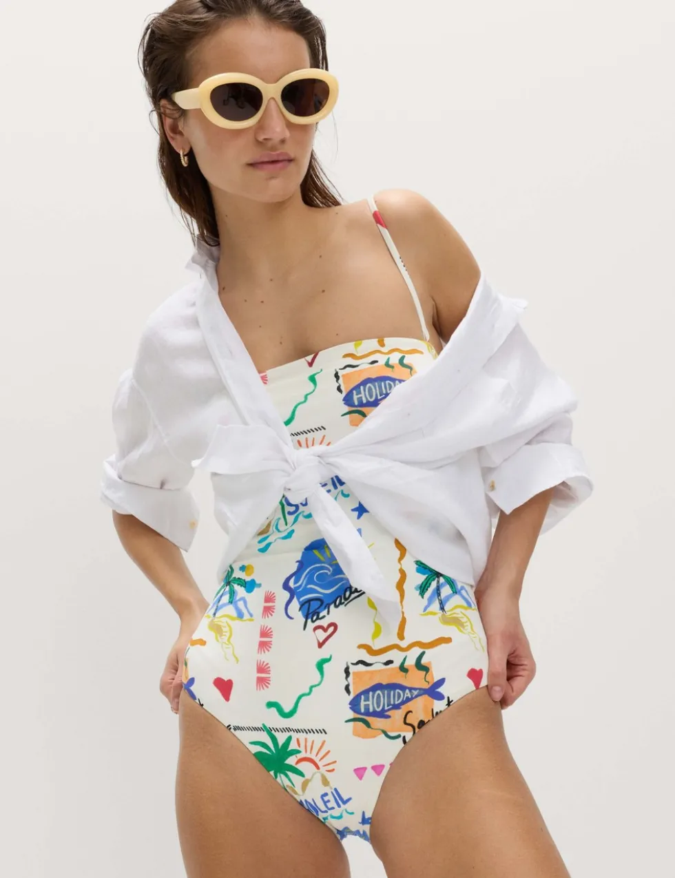 Printed Bandeau Swimsuit