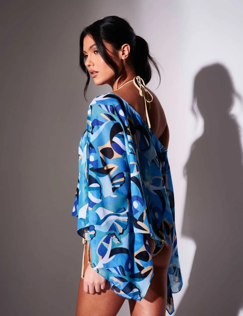 Printed Beach Cover Up Poncho
