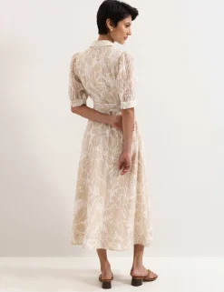 Printed Belted Midi Shirt Dress