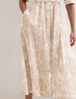 Printed Belted Midi Shirt Dress