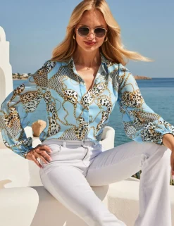 Printed Blouson Sleeve Shirt