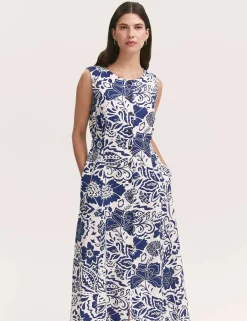 Printed Button Through Midi Skater Dress