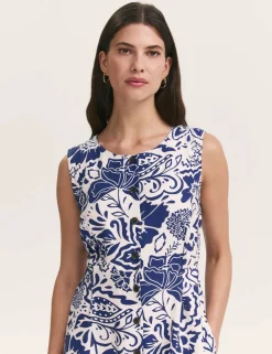 Printed Button Through Midi Skater Dress