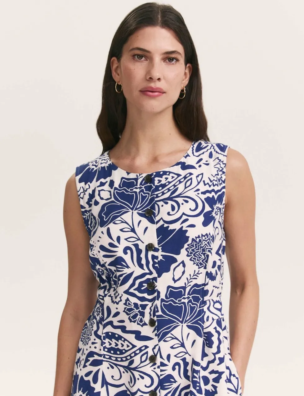 Printed Button Through Midi Skater Dress
