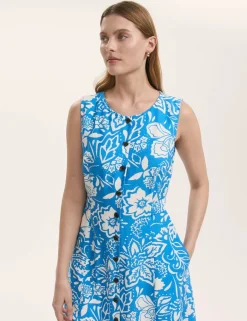 Printed Button Through Midi Skater Dress