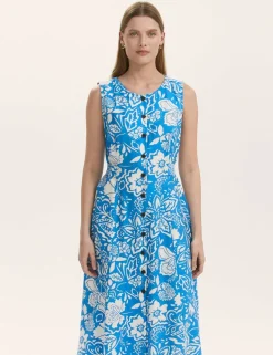 Printed Button Through Midi Skater Dress