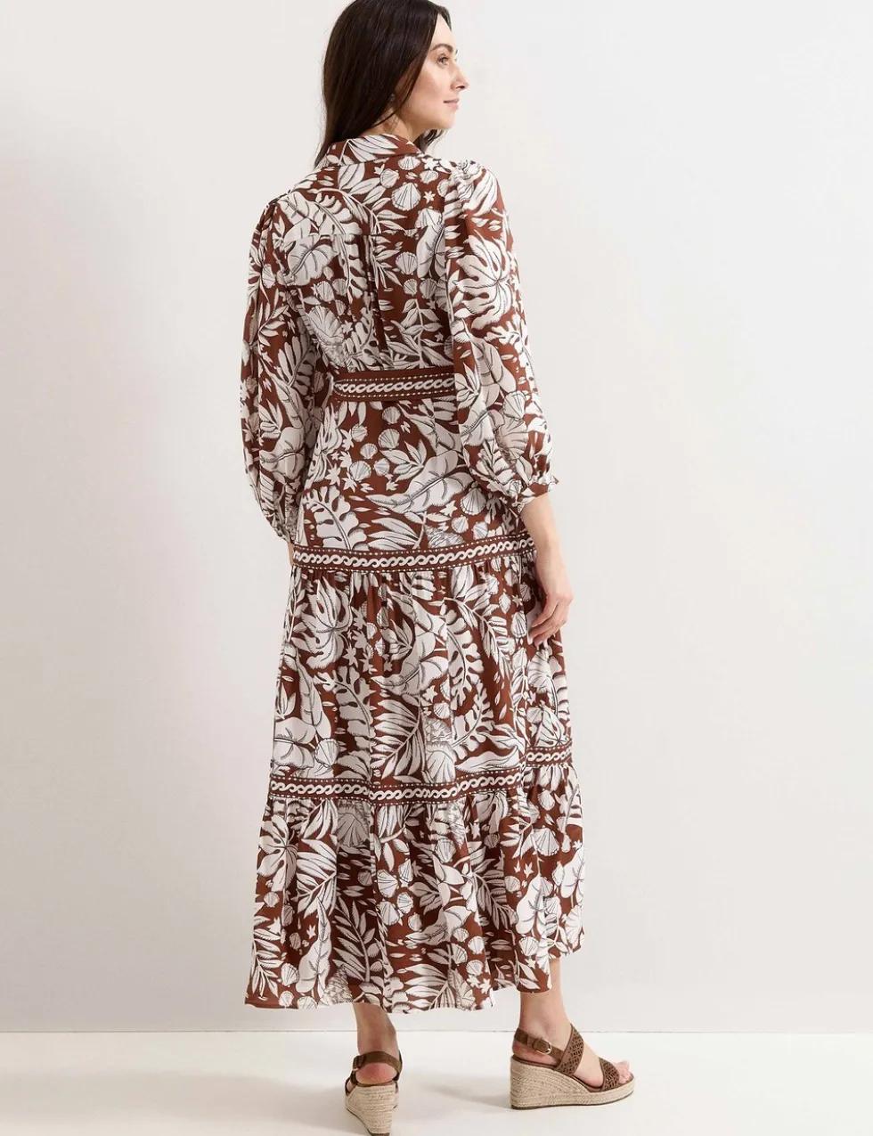 Printed Collared Button Front Maxi Dress