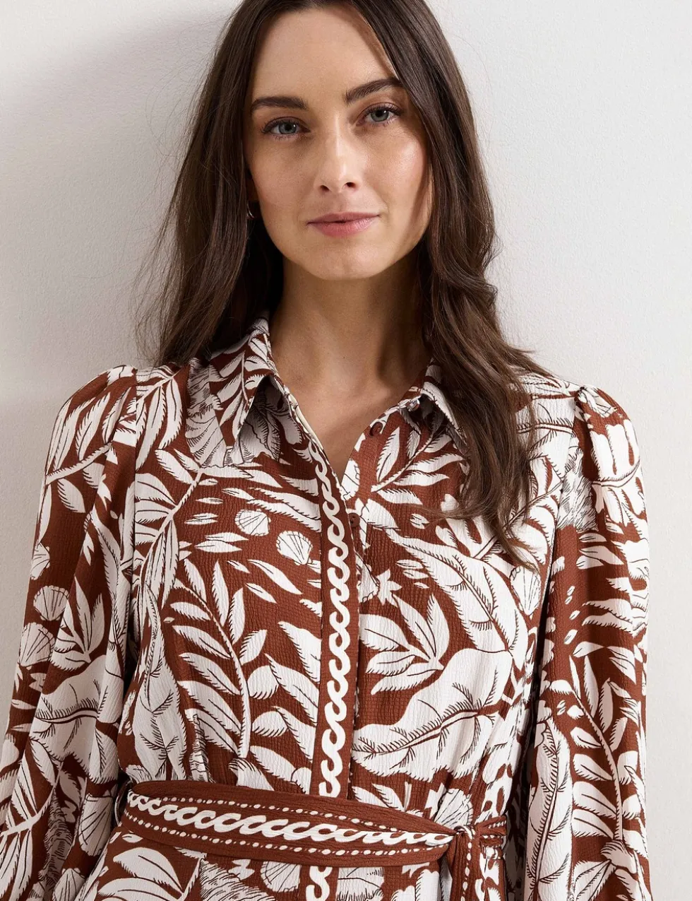 Printed Collared Button Front Maxi Dress