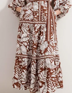 Printed Collared Button Front Maxi Dress