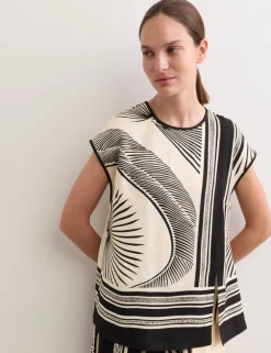 Printed Collarless Top