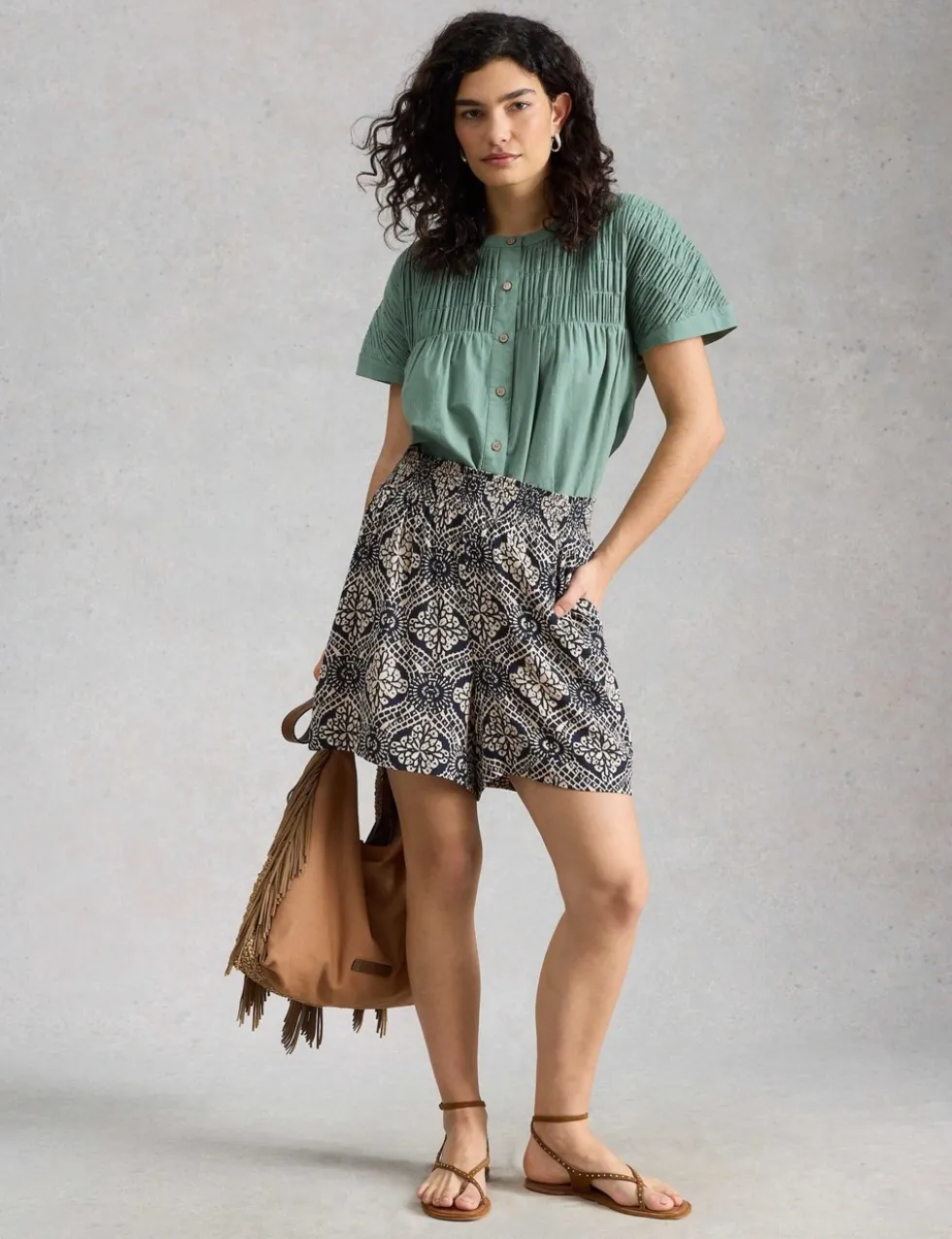 Printed Crinkle Shorts