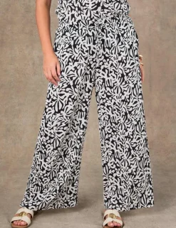 Printed Drawstring Wide Leg Trousers