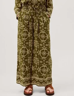Printed Drawstring Wide Leg Trousers
