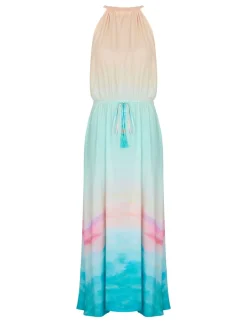 Printed Halter Neck Maxi Beach Dress