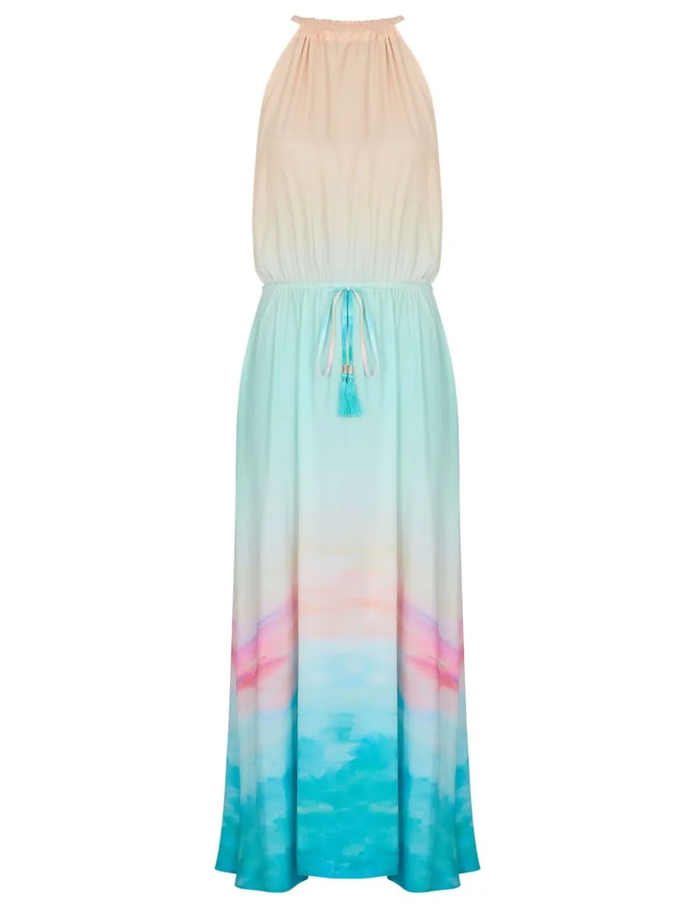 Printed Halter Neck Maxi Beach Dress