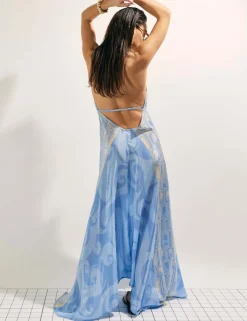 Printed Halter Neck Maxi Beach Dress