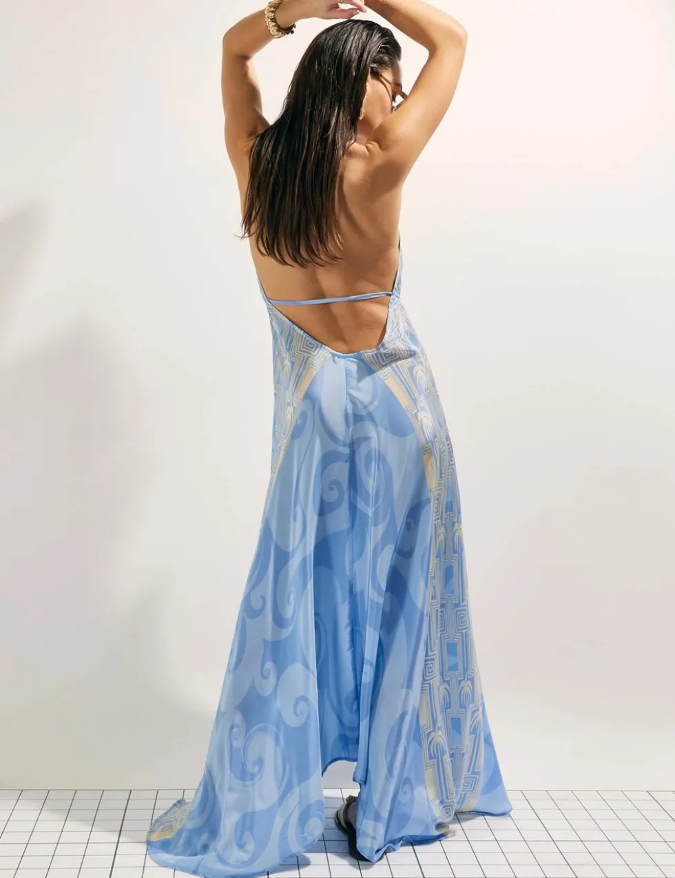 Printed Halter Neck Maxi Beach Dress