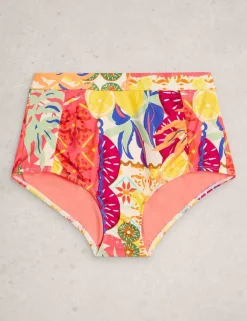 Printed High Waisted Bikini Bottoms