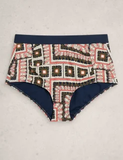 Printed High Waisted Bikini Bottoms