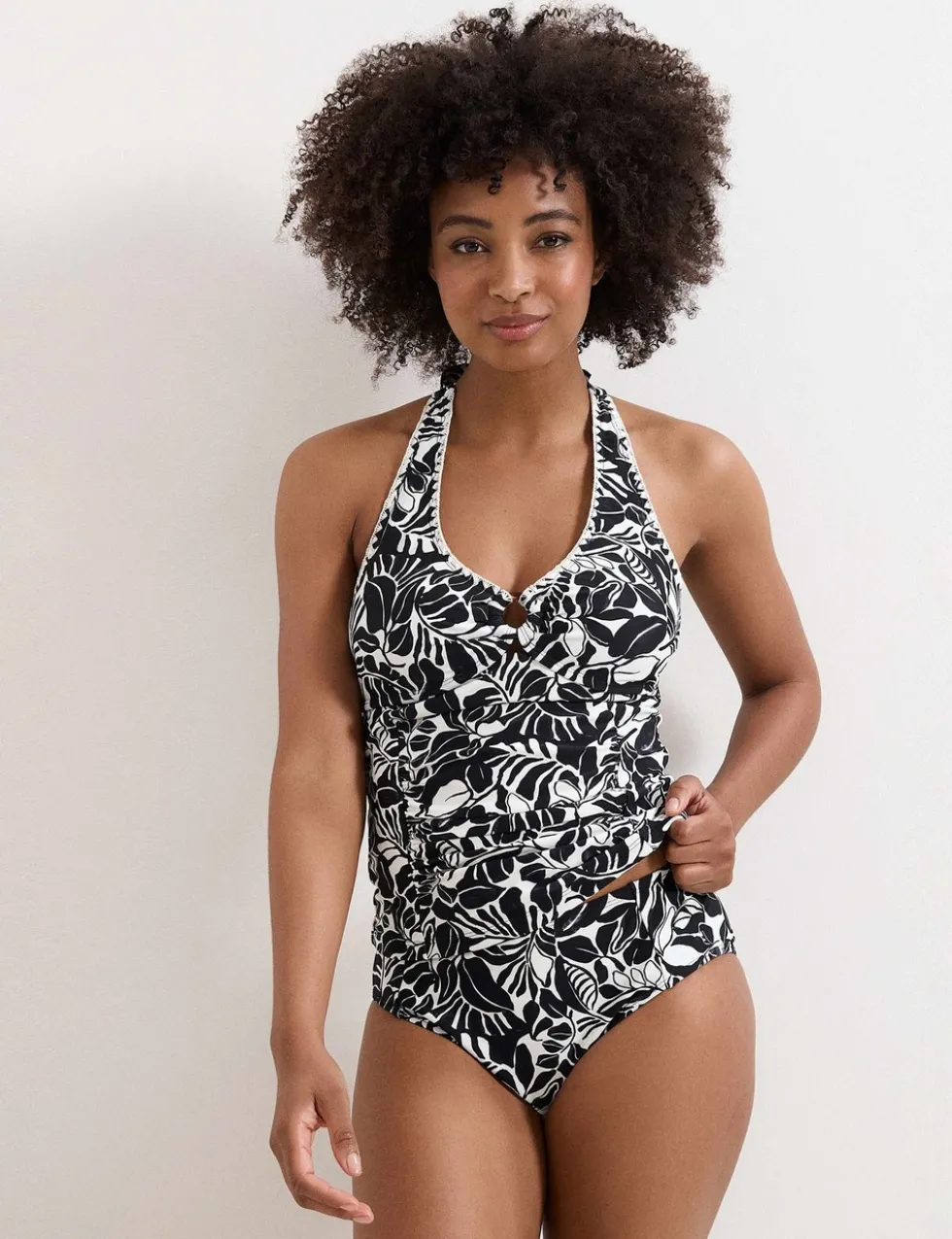 Printed High Waisted Tankini Bottoms