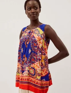 Printed Keyhole Vest Top