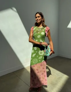 Printed Maxi Column Dress