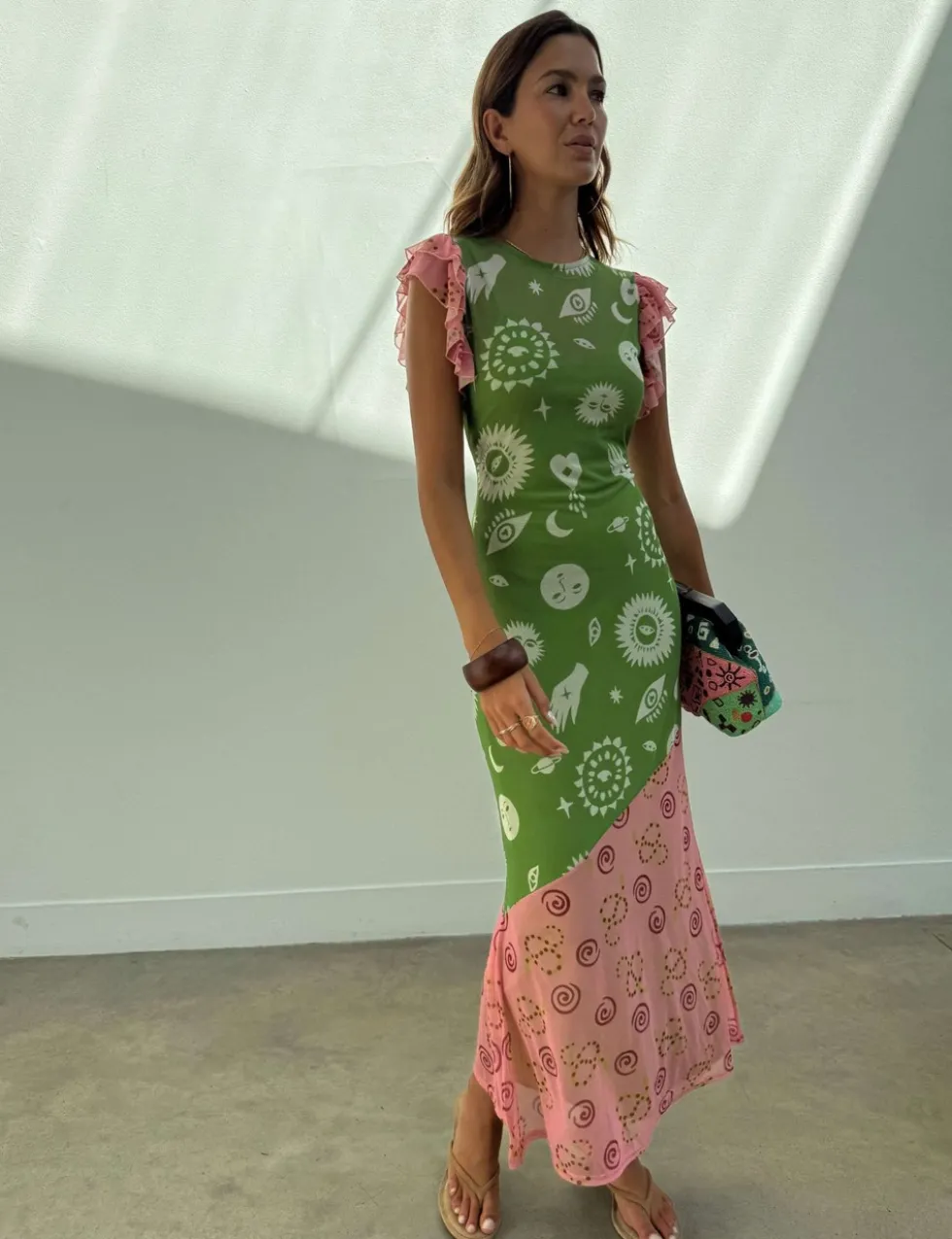Printed Maxi Column Dress