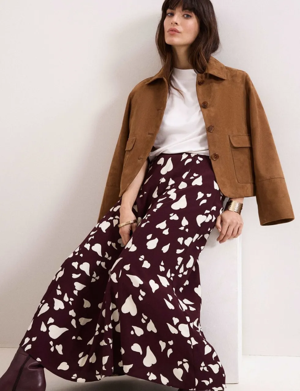 Printed Midi A-Line Skirt