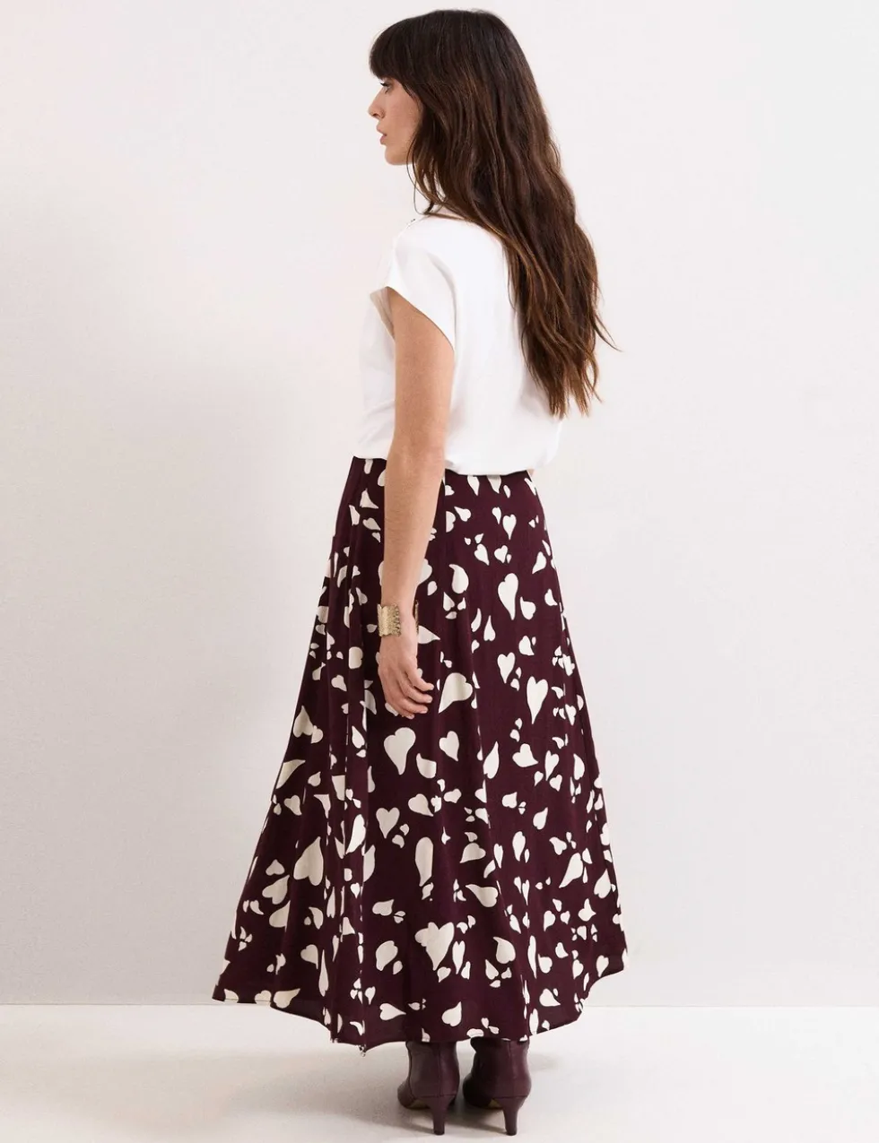 Printed Midi A-Line Skirt